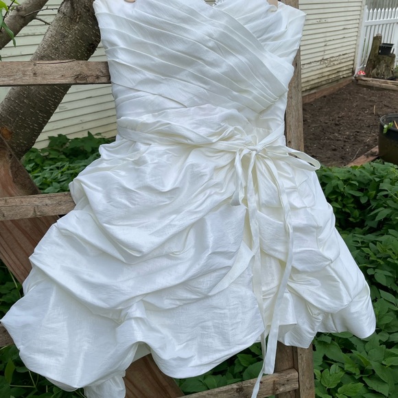 Cinderella Divine Short White Strapless Wedding Dress - Picture 3 of 12